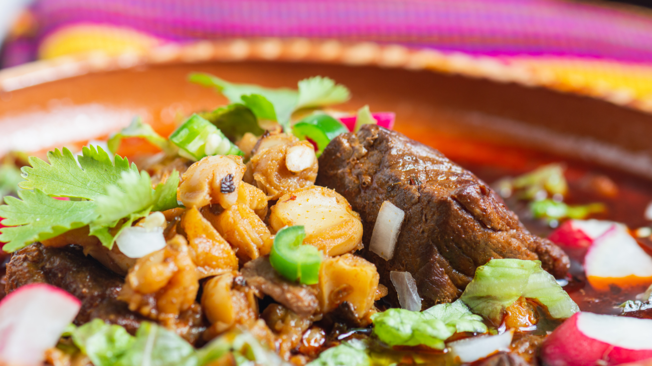 Pozole Rojo- Mexican Pork and Hominy Stew